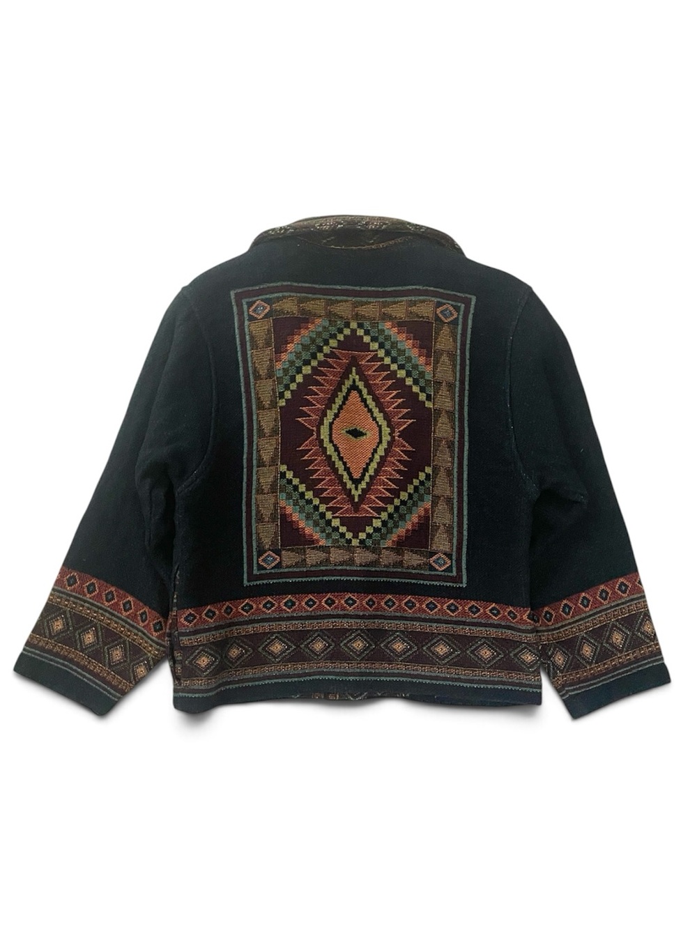 VintageSouthwestern Style Two Button Boxy Fit Jacket, Woven Cotton Jacket, S/M